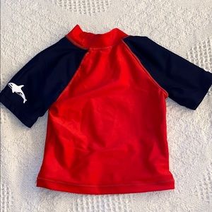 Orca whale red and blue Rashguard top